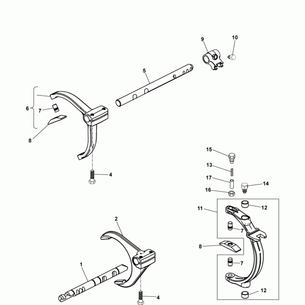 10A08 Штоки и вилки переключения передач