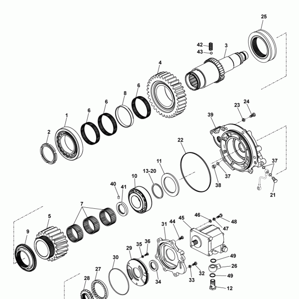 12A02 Вал ведущий, шестерня ведущая, крышка задняя