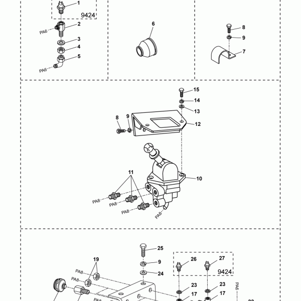 42A01 Клапан ручной тормозной, кронштейн прокладок