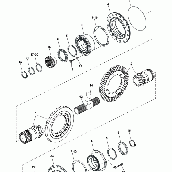 21A04 Пара конических шестерен, блок подшипников