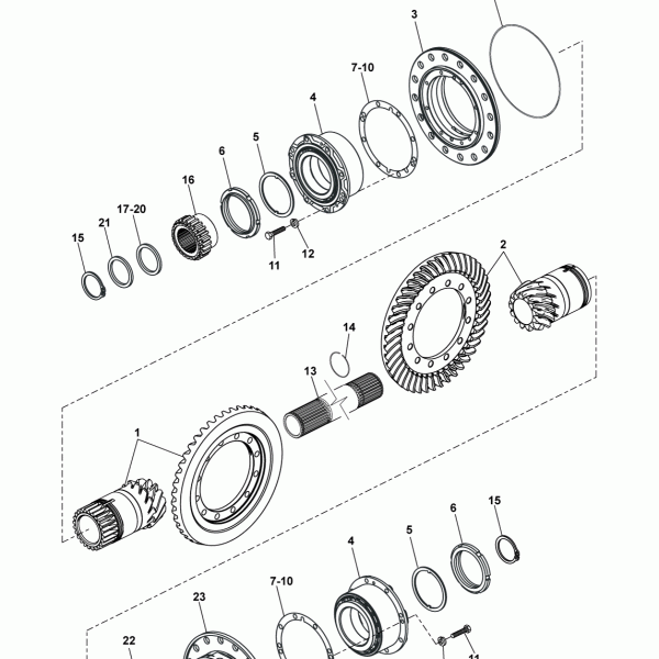 23A04 Пара конических шестерен, блок подшипников