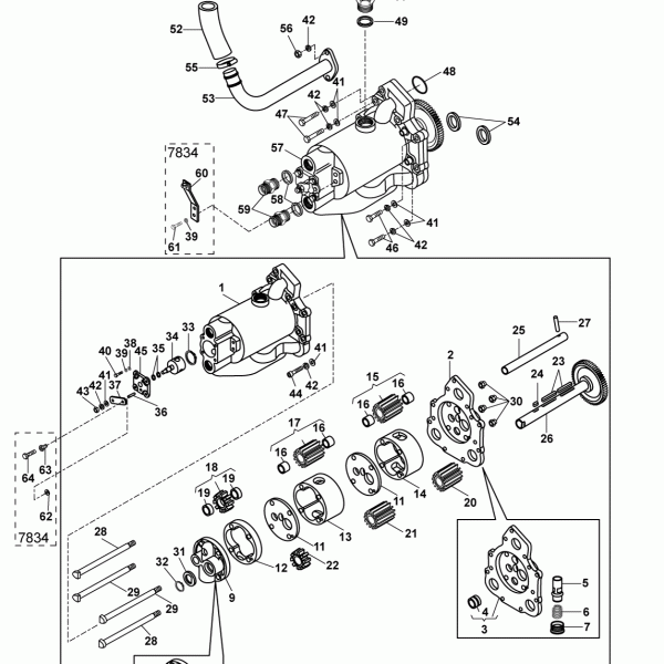 05A18 Насос масляный трехступенчатый, держатель