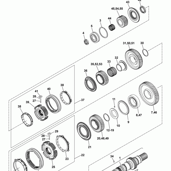 10A06 Вал ведомый, шестерни передач