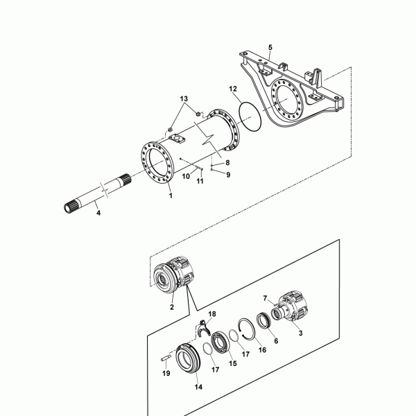 20A01 Несущая труба задняя, дифференциал, поперечник