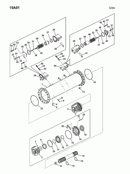 19A01 Несущая труба передняя, дифференциал,приводные цилин