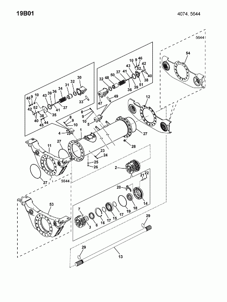 19B01 Несущая труба передняя, дифференциал, поперечник,при