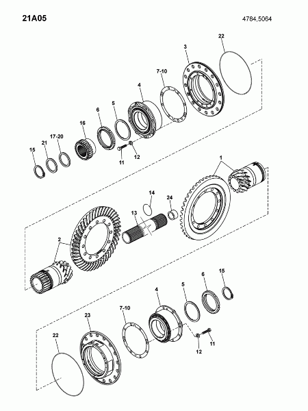 21A05 Пара конических шестерен, блок подшипников