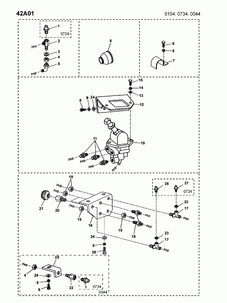 42A01 Калапн ручной тормозной, кронштейн прокладок