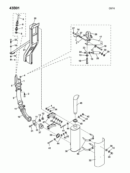 43B01 Выхлопная система на шасси
