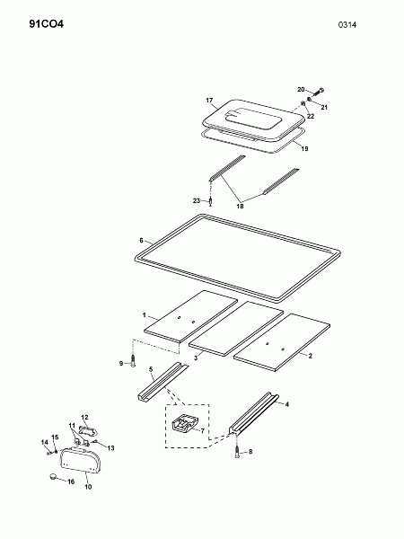 91C04 Заслонки в кабине, крышка верха