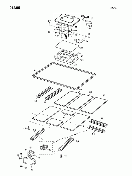 91A05 Заслонки в кабине, крышка люка