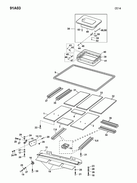 91A03 Заслонки в кабине, крышка вентиляции