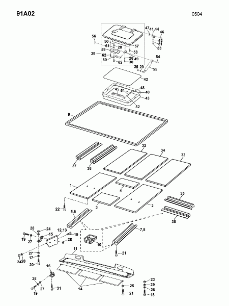 91A02 Заслонки в кабине, крышка люка