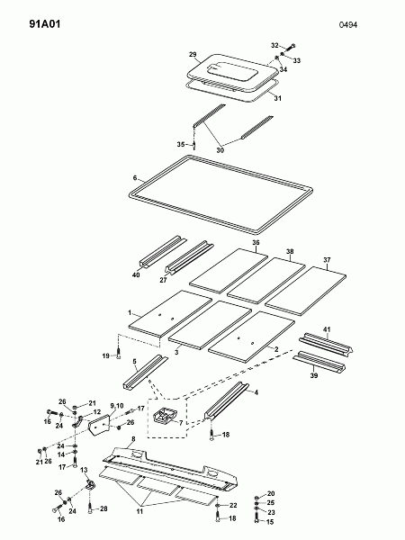 91A01 Заслонки в кабине, крышка верха