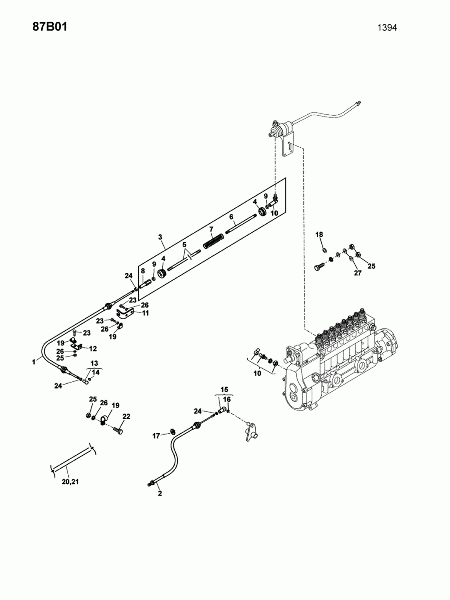 87B01 Управление ТНВД двигателя - бок двигателя