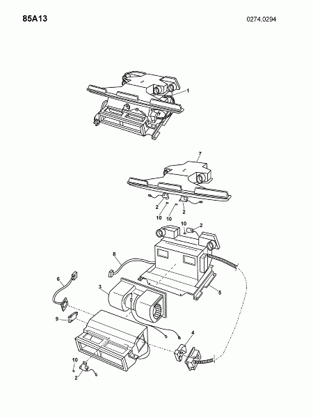 85A13 Картер отопителя без кондицинирования (детали)