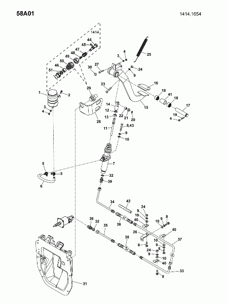 58A01 Механизм управления сцеплением в кабине