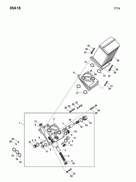 05A18 Масляный радиатор, крепление сердцевины радиатора
