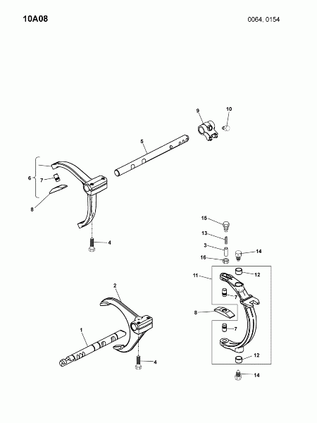 10A08 Штоки и вилки переключения передач