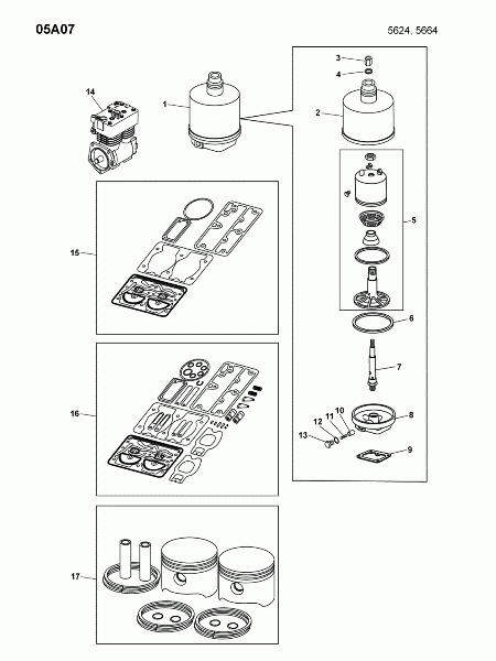 05A07 Маслофильтр центробежный и компрессор (детали)