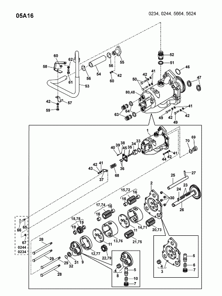 05A16 Насос масляный трехступенчатый, держатель насоса