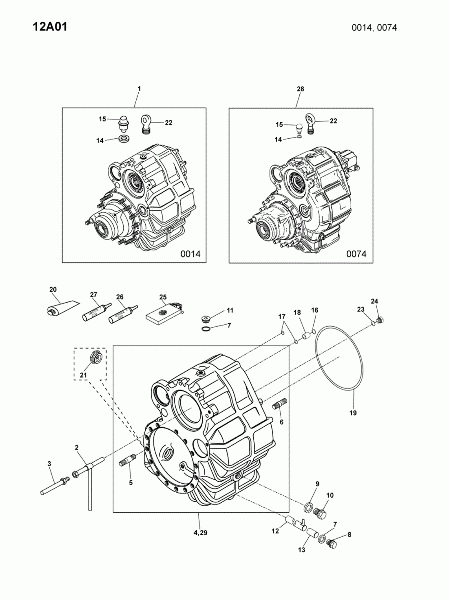 12A01 Дополнительная коробка и картер дополнитель. коробки