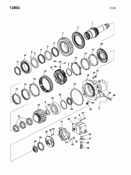 12B02 Вал ведущий, шестерня ведущая, крышка задняя