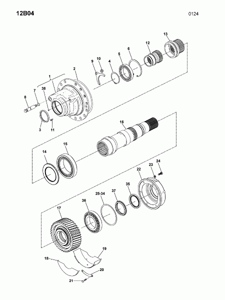12B04 Крышка дифференциала, вал нижный, крышка задняя