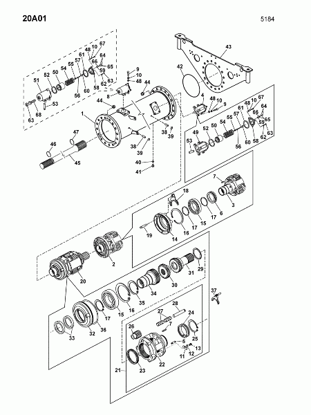 20A01 Несущая труба задняя, дифференциал,приводные цилиндр