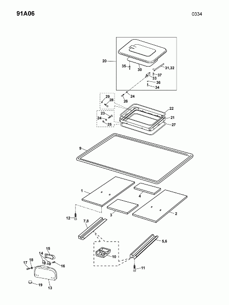 91A06 Заслонки в кабине, крышка вентиляции
