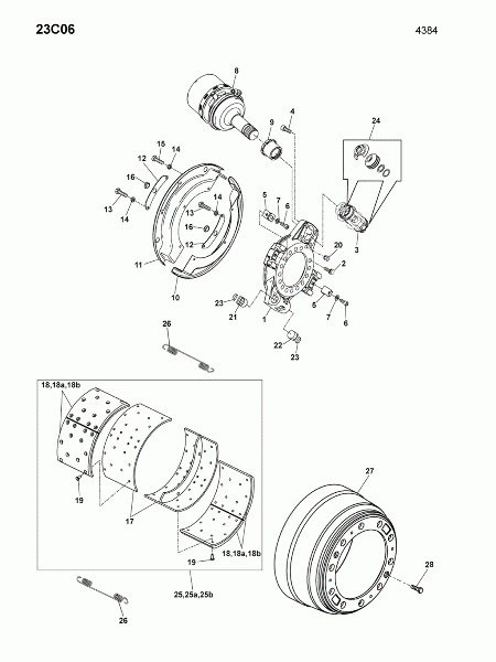 23C06 Тормозной барабан,секция тормозная,колодки тормозные