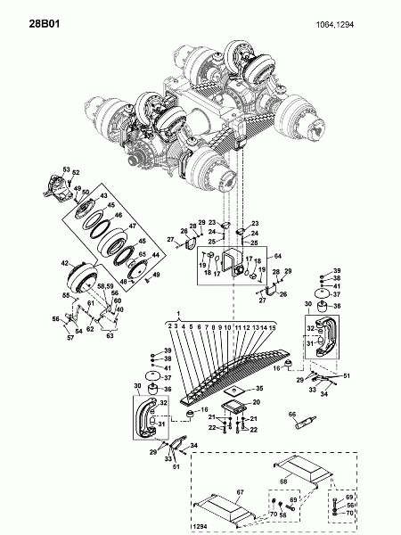 28B01 Подвеска задняя 14-ти листовая
