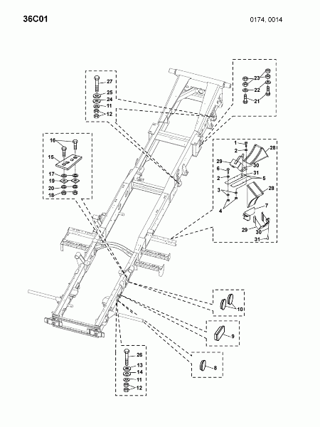 36C01 Крепление рамы к шасси