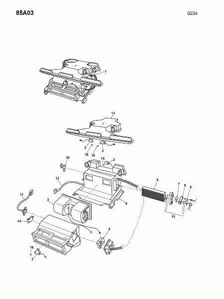 85A03 Картер отопителя (детали)