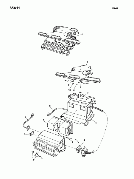 85A11 Картер отопителя без кондиционирования (детали)