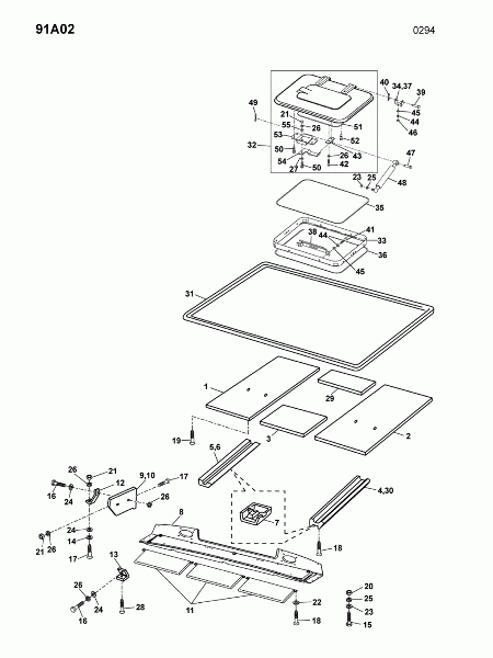 91A02 Заслонки в кабине, крышка люка