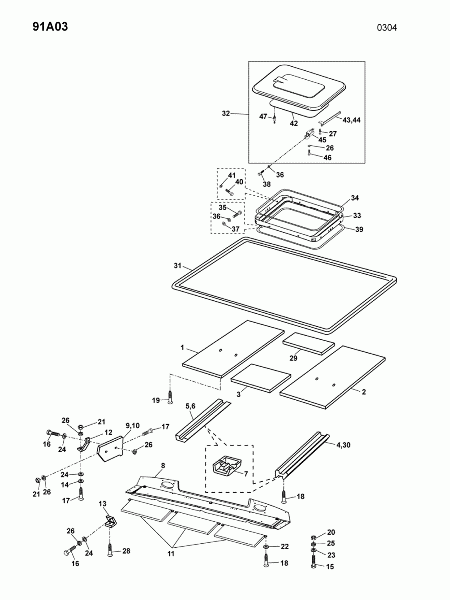 91A03 Заслонки в кабине, крышка вентиляции